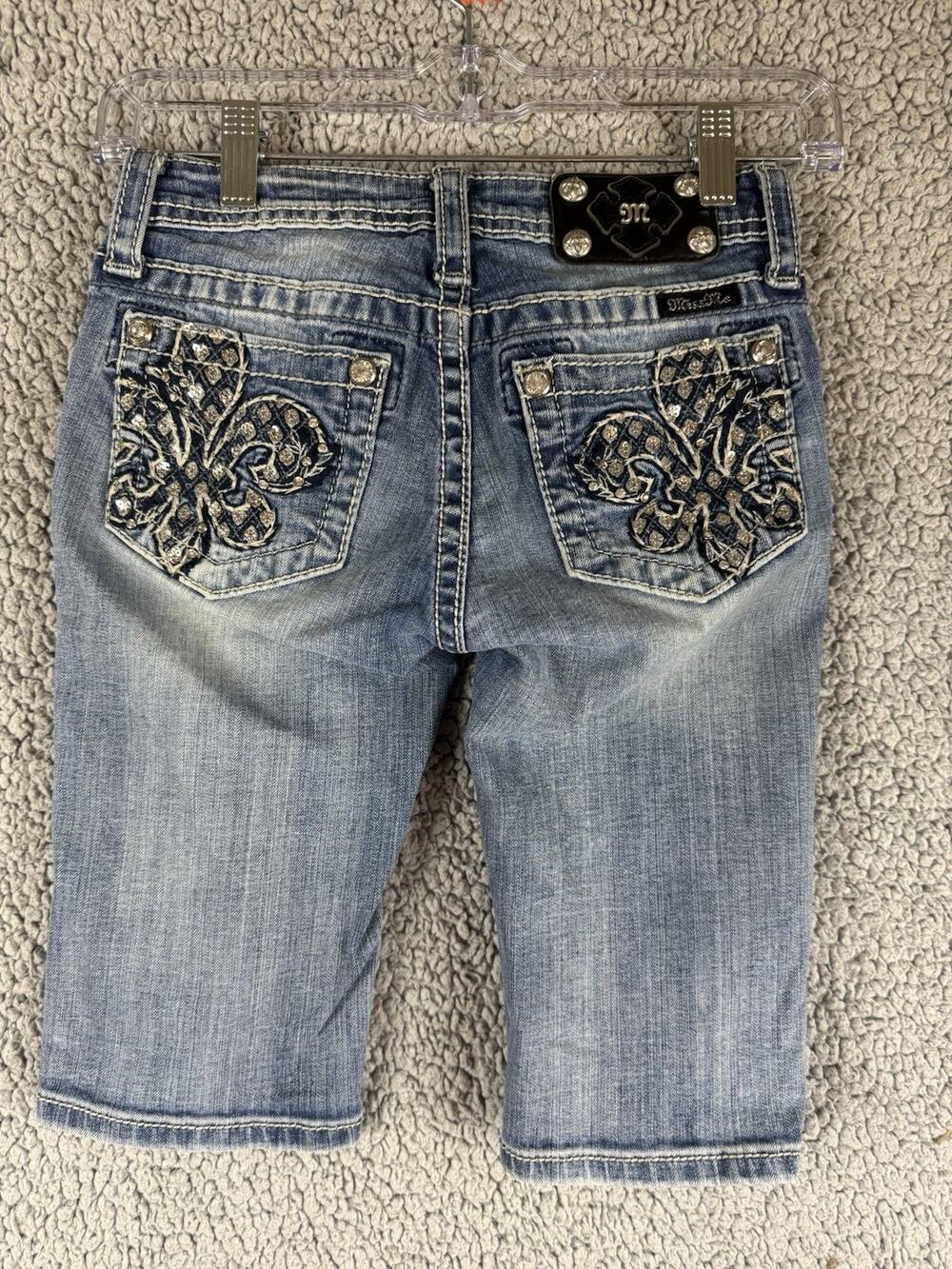 Miss Me Girls 12 Blue Denim Bermuda Shorts w/ Pockets, Medium Wash JK5783M2